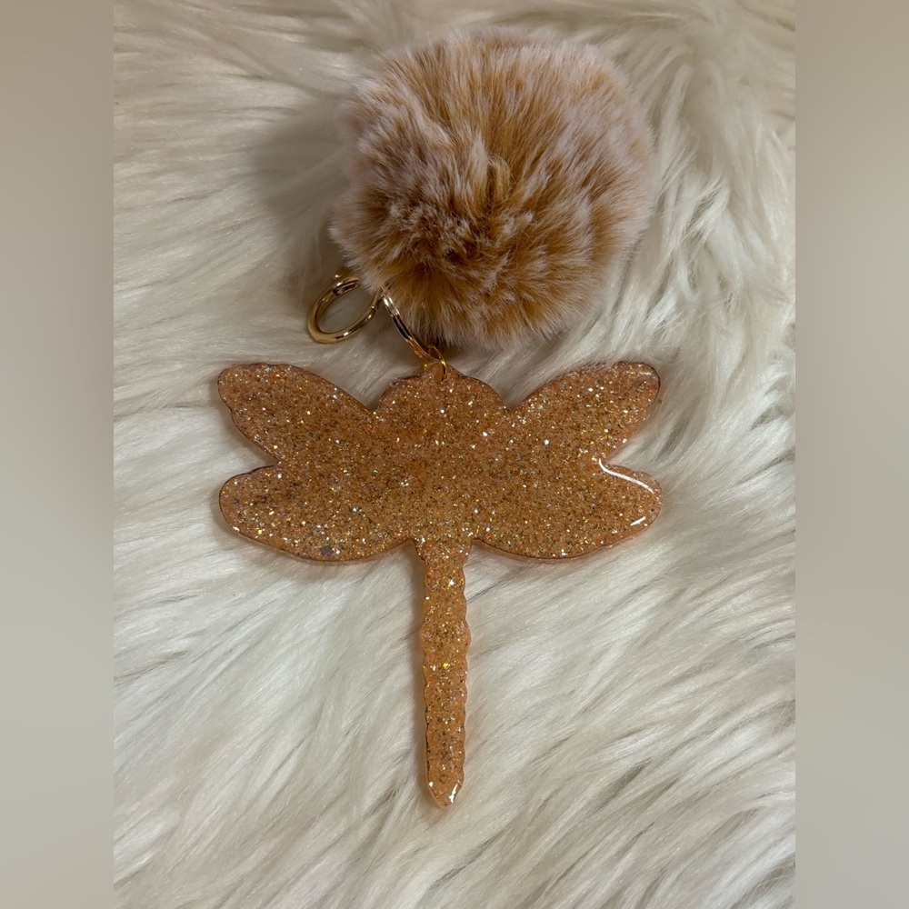 Handmade Elegant Dragonfly Keychain with Pom Pom (self defense dragonfly) - Picture 4 of 4